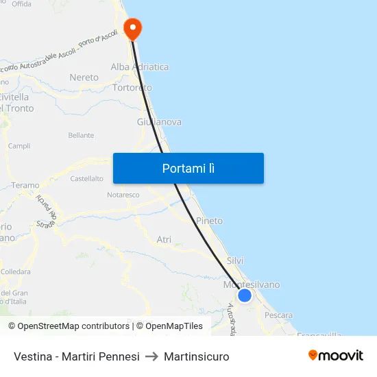 Vestina - Martiri Pennesi to Martinsicuro map