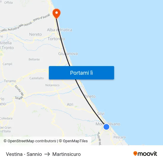 Vestina - Sannio to Martinsicuro map