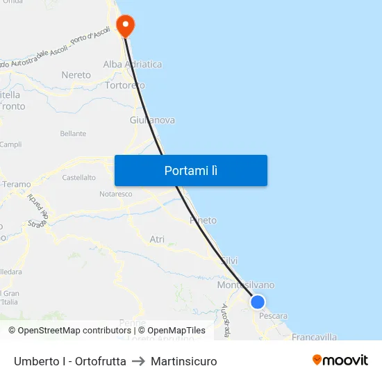 Umberto I - Ortofrutta to Martinsicuro map