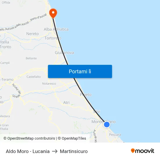 Aldo Moro - Lucania to Martinsicuro map
