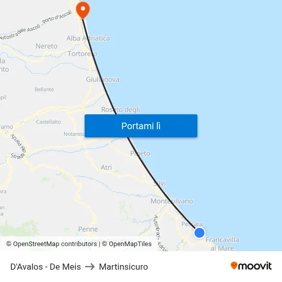 D'Avalos - De Meis to Martinsicuro map