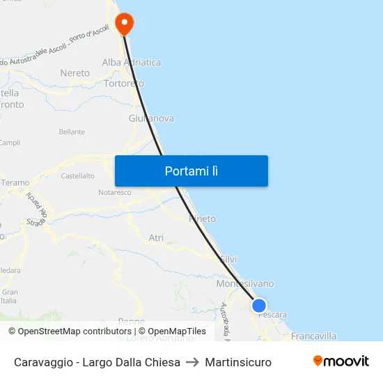 Caravaggio - Largo Dalla Chiesa to Martinsicuro map