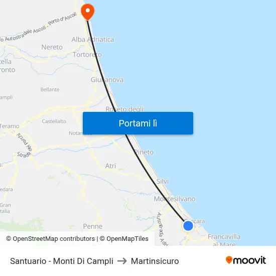 Santuario - Monti Di Campli to Martinsicuro map