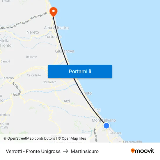 Verrotti - Fronte Unigross to Martinsicuro map