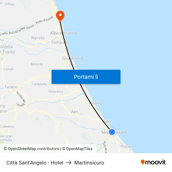 Città Sant'Angelo - Hotel to Martinsicuro map
