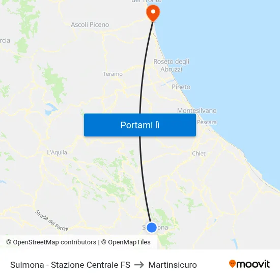 Sulmona - Stazione Centrale FS to Martinsicuro map