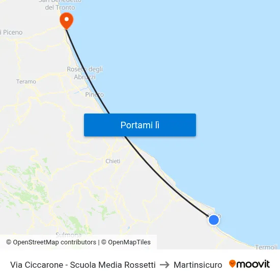 Via Ciccarone - Scuola Media Rossetti to Martinsicuro map
