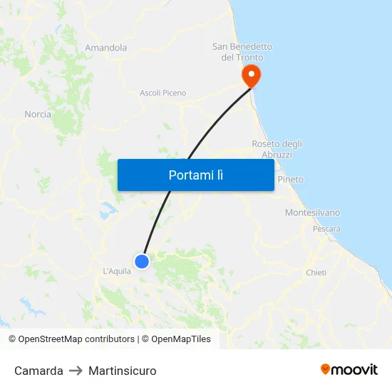 Camarda to Martinsicuro map