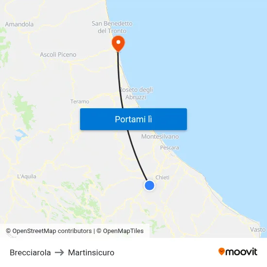 Brecciarola to Martinsicuro map