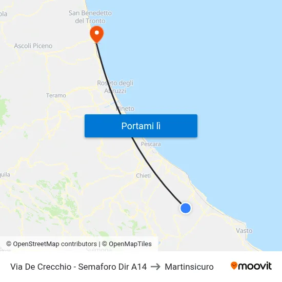 Via De Crecchio - Semaforo Dir A14 to Martinsicuro map