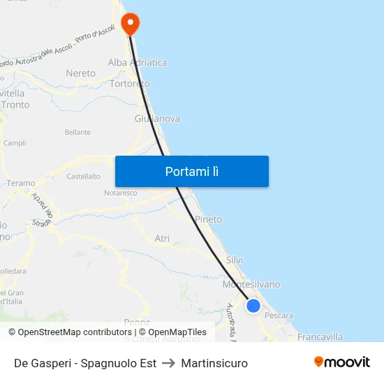 De Gasperi - Spagnuolo Est to Martinsicuro map