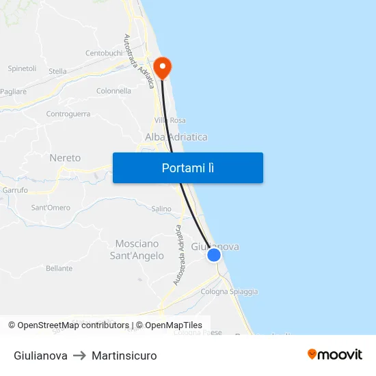 Giulianova to Martinsicuro map