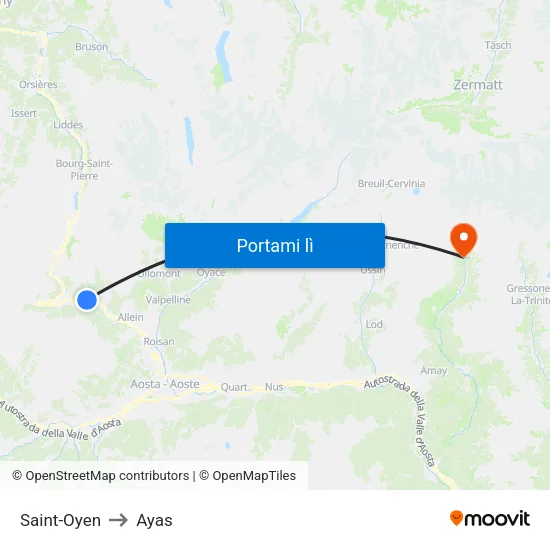 Saint-Oyen to Ayas map