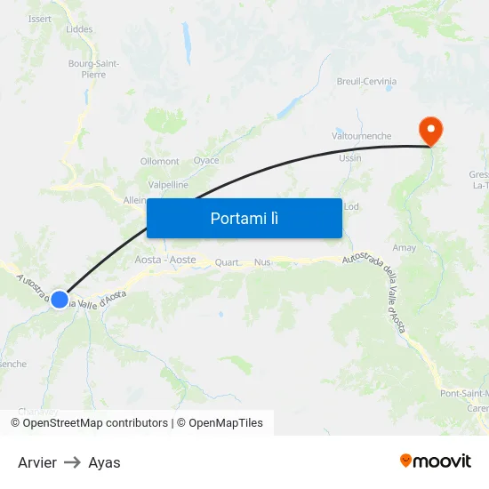 Arvier to Ayas map