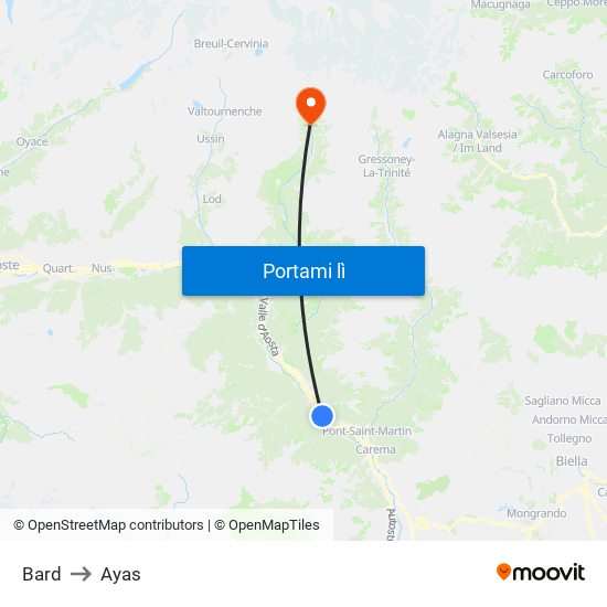 Bard to Ayas map