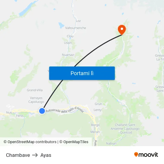 Chambave to Ayas map