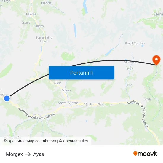 Morgex to Ayas map