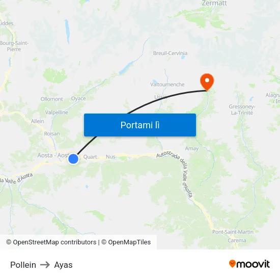 Pollein to Ayas map