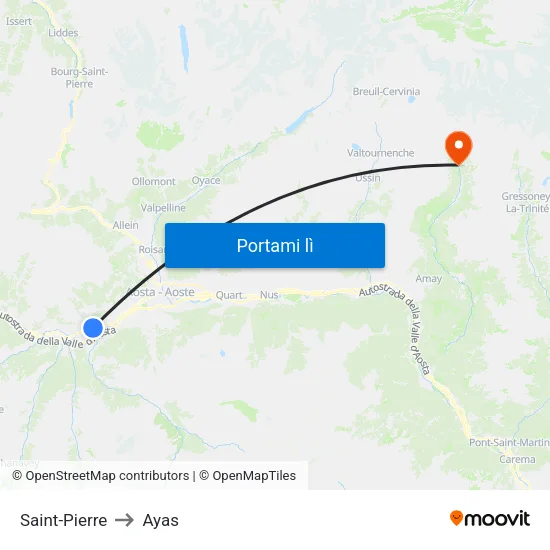 Saint-Pierre to Ayas map