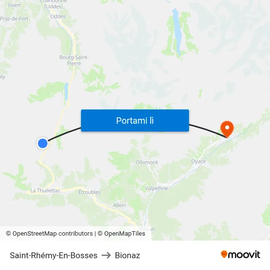 Saint-Rhémy-En-Bosses to Bionaz map