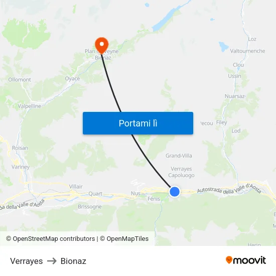 Verrayes to Bionaz map