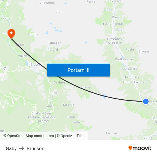 Gaby to Brusson map