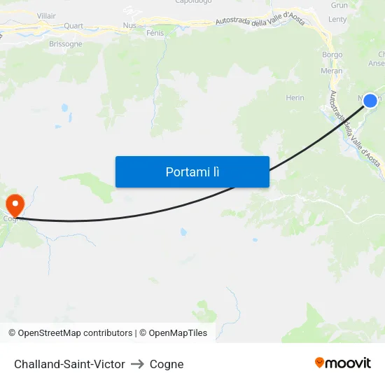 Challand-Saint-Victor to Cogne map