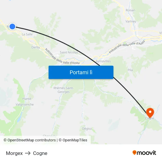 Morgex to Cogne map