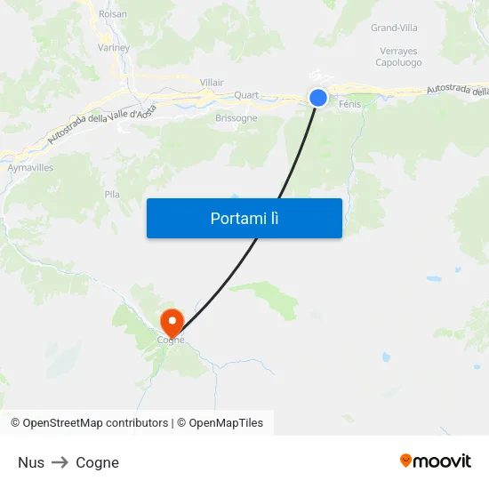 Nus to Cogne map