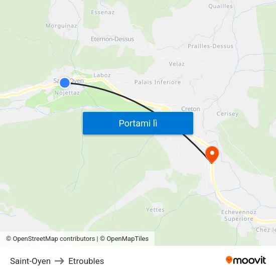 Saint-Oyen to Etroubles map