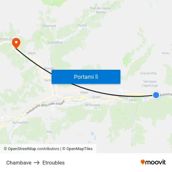 Chambave to Etroubles map