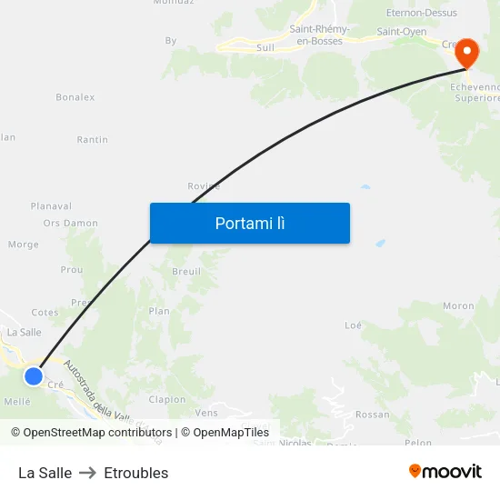La Salle to Etroubles map