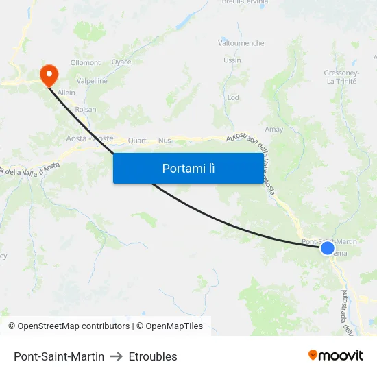 Pont-Saint-Martin to Etroubles map