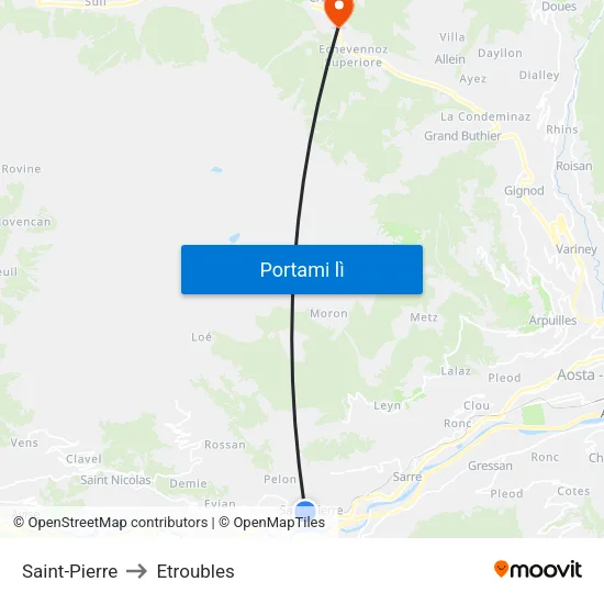 Saint-Pierre to Etroubles map