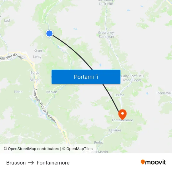 Brusson to Fontainemore map