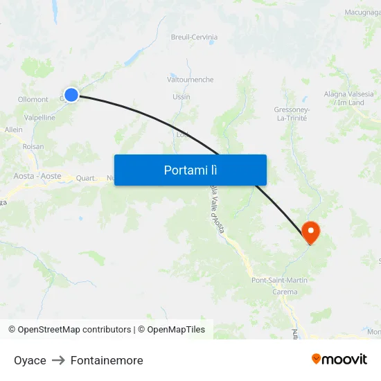 Oyace to Fontainemore map