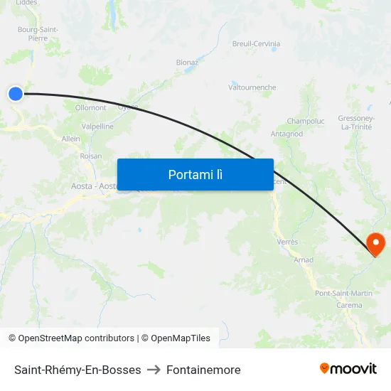 Saint-Rhémy-En-Bosses to Fontainemore map