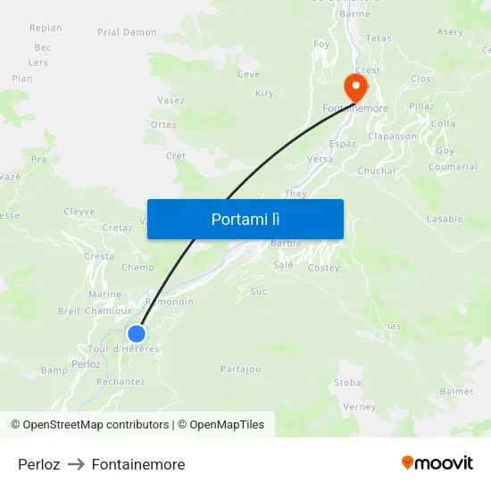 Perloz to Fontainemore map