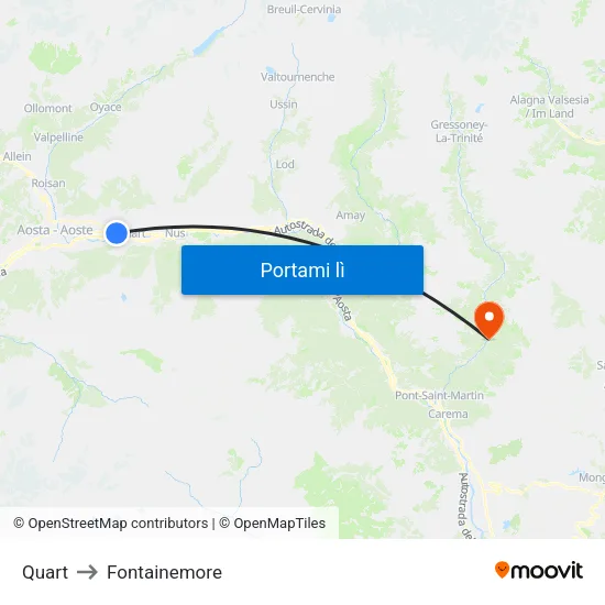 Quart to Fontainemore map