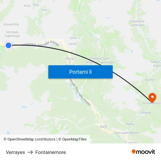 Verrayes to Fontainemore map