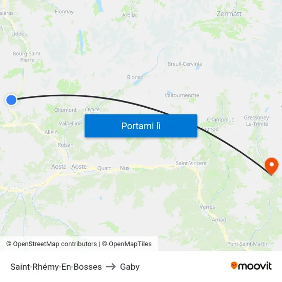Saint-Rhémy-En-Bosses to Gaby map
