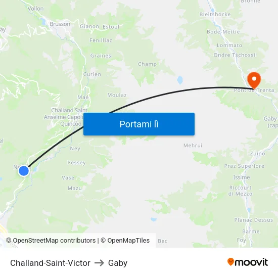 Challand-Saint-Victor to Gaby map