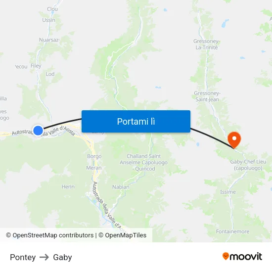 Pontey to Gaby map