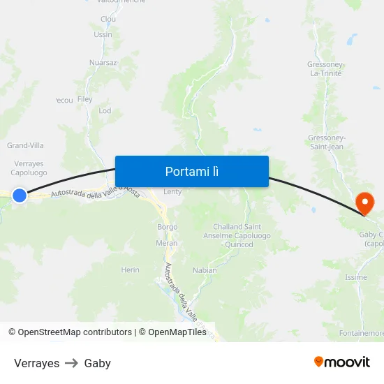 Verrayes to Gaby map