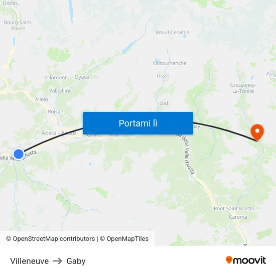 Villeneuve to Gaby map