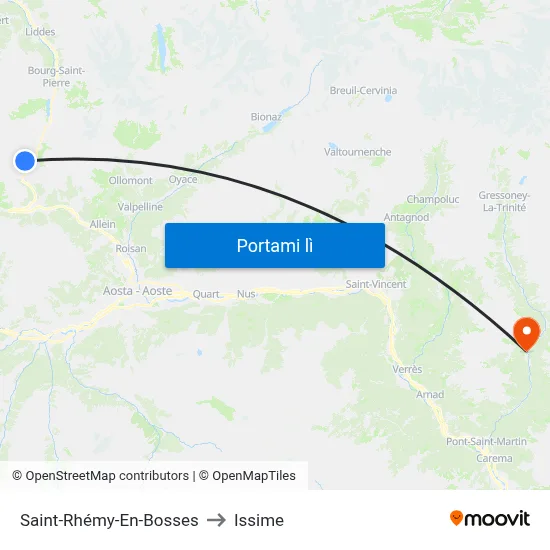 Saint-Rhémy-En-Bosses to Issime map