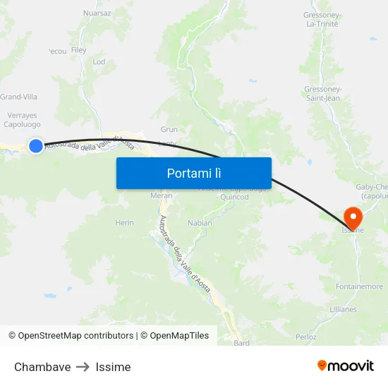 Chambave to Issime map