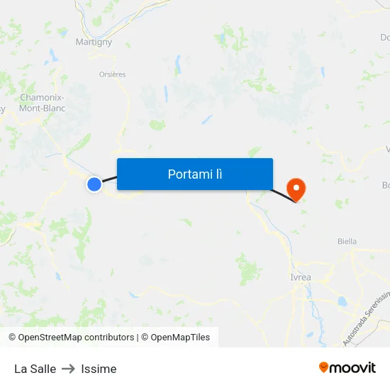 La Salle to Issime map