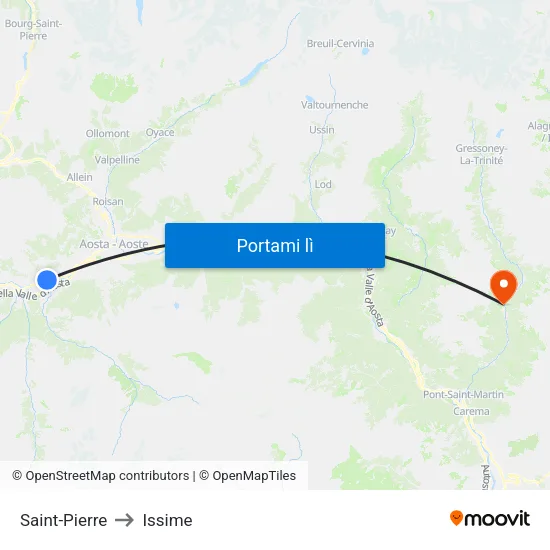 Saint-Pierre to Issime map