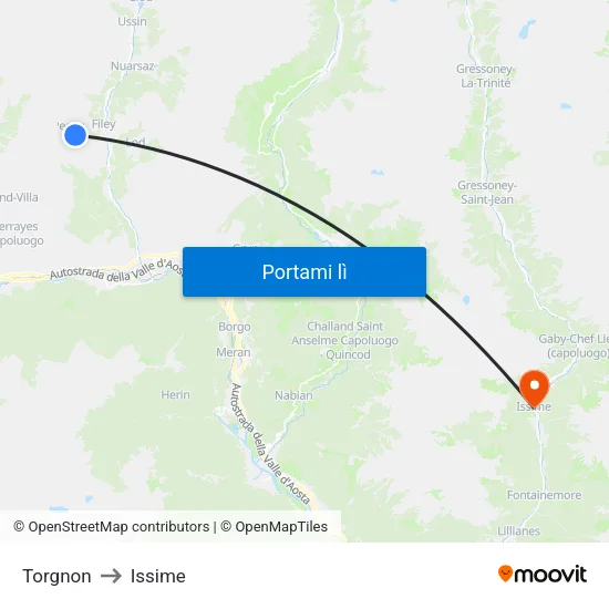 Torgnon to Issime map